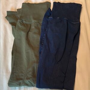 Free People movement Green and Blue Leggings bundle GUC